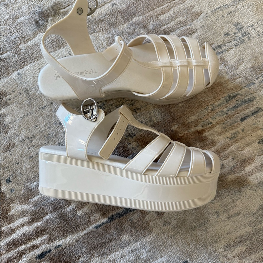 Jeffrey Campbell Cream Platform Sandals